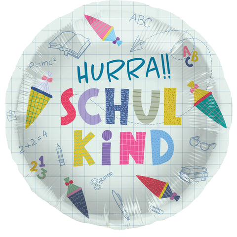 Folienballon Einschulung | Hurra Schulkind | ca. 45cm Durchmesser