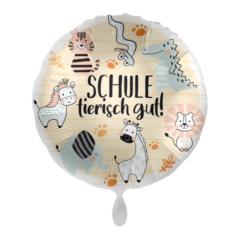 Folienballon Einschulung | Schule - tierisch gut! | ca. 45cm Durchmesser