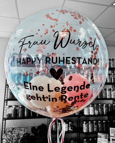 Personalisierter Bubble Ballon clear | gefüllt mit Konfetti & Ballons | ca. 60cm Durchmesser