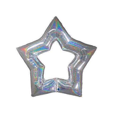 Folienballon Weihnachten | Stern silber holo | 122cm | inkl. Heliumfüllung
