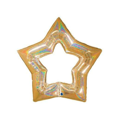 Folienballon Weihnachten | Stern gold holo | 122cm | inkl. Heliumfüllung