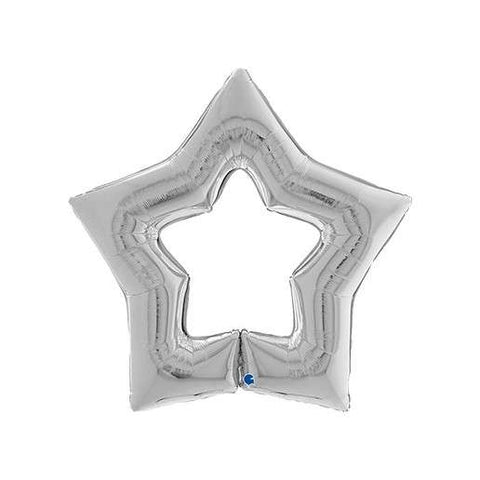 Folienballon Weihnachten | Stern silber | 122cm | inkl. Heliumfüllung