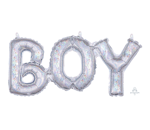 Folienballon BOY Schriftzug | iridescent | ca. 50x22cm | luftgefüllt