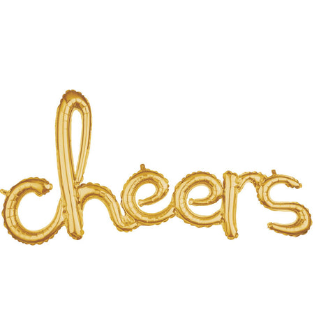 Folienballon "cheers" Schriftzug | gold | ca. 101x53cm | luftgefüllt