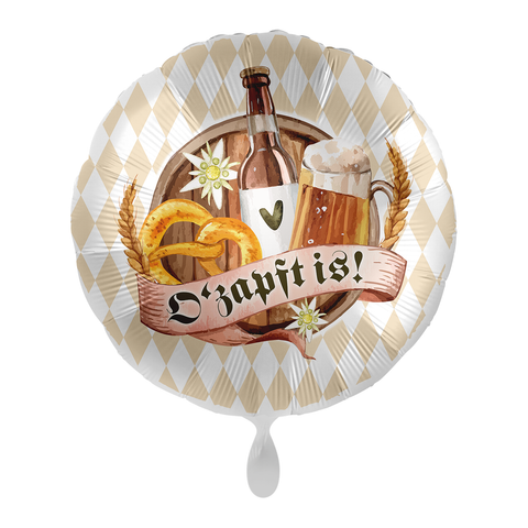 Folienballon Oktoberfest | O´zapft is | ca. 45cm | inkl. Heliumfüllung