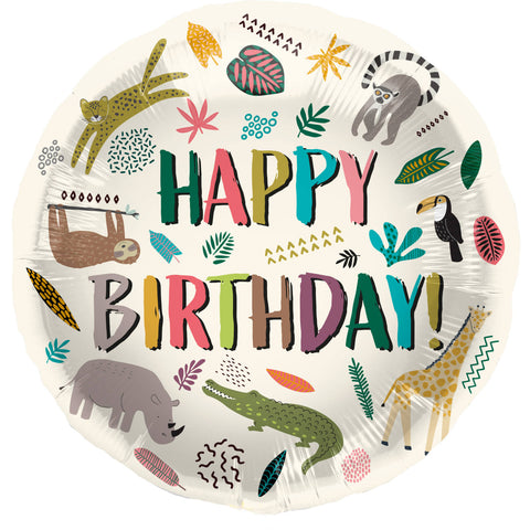 Folienballon zum Geburtstag | Happy Birthday | Safari | 45cm | inkl. Heliumfüllung