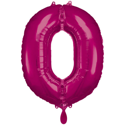 Folienzahlen 0-9 in pink glänzend | ca. 86cm | inkl. Heliumfüllung