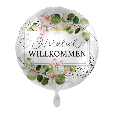 Folienballon Empfang, Rückkehr | Herzlich Willkommen | ca. 45cm | inkl. Heliumfüllung