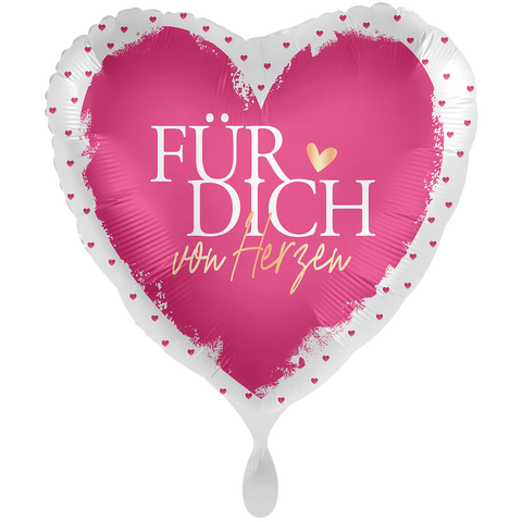 Folienballon Liebe & Valentinstag | Herz | Für dich von Herzen | ca. 43cm | inkl. Heliumfülllung