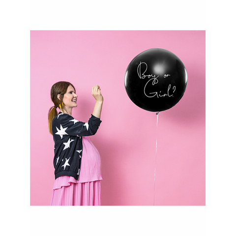 Gender Reveal Ballon zur Geschlechtsverkündung 1m Durchmesser inkl. Heliumfüllung und Beschwerer