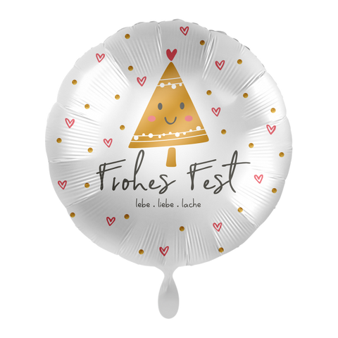 Folienballon Weihnachten | Frohes Fest - lebe - liebe -lache | rund | 45cm | inkl. Heliumfüllung