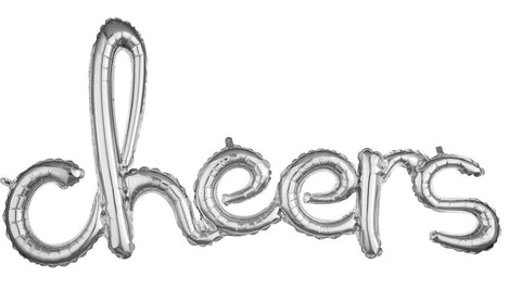 Folienballon "cheers" Schriftzug | silber | ca. 101x53cm | luftgefüllt