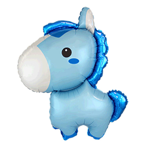 Tierballon Pony blau | Pferd | ca. 87 cm | inkl. Heliumfüllung