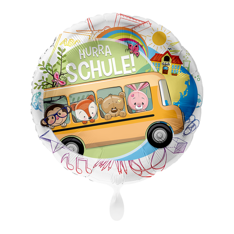Folienballon Einschulung | Hurra Schule! | ca. 45cm Durchmesser