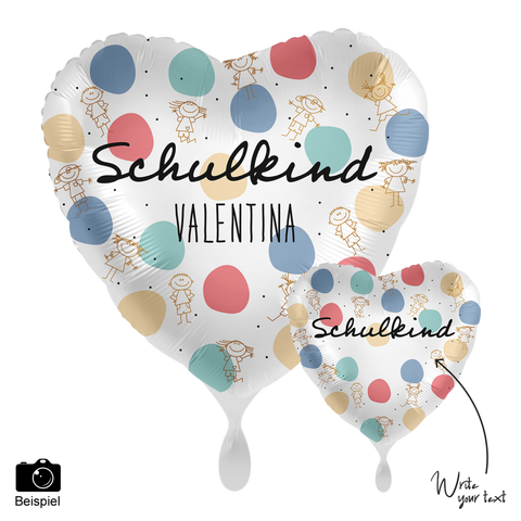 Folienballon Einschulung personalisierbar | Schulkind + Name | ca. 45cm Durchmesser