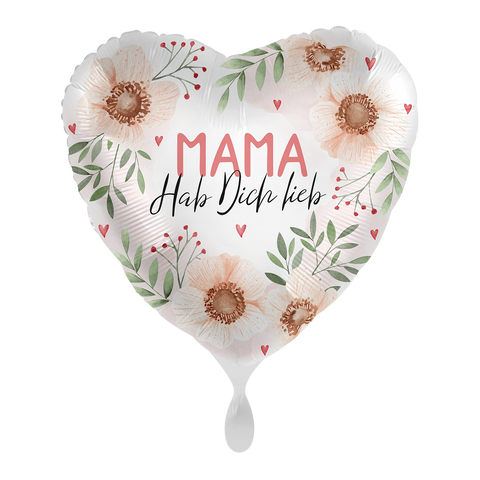 Folienballon Muttertag | Mama | Hab dich lieb | ca. 45cm | inkl. Heliumfüllung