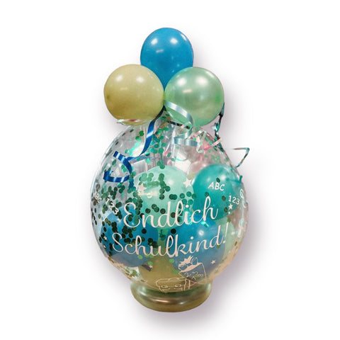 Geschenkballon zur Einschulung | Endlich Schulkind! | ca. 55cm | in Wunschfarben