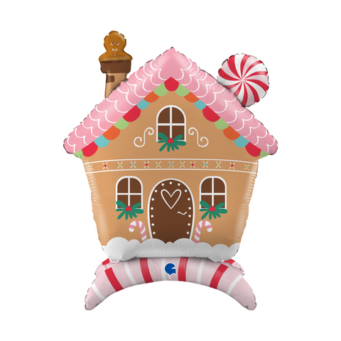 Folienballon Weihnachten | Lebkuchenhaus | 76cm | luftgefüllt zum Hinstellen