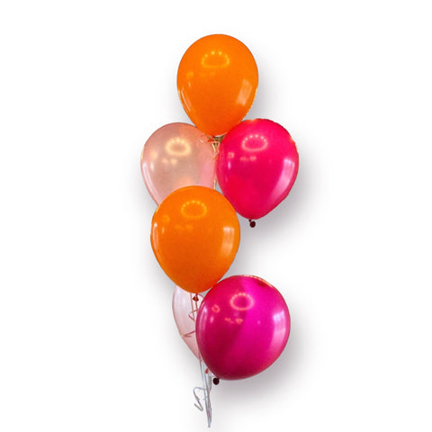 Ballontraube aus 6 Latexballons in orange, pink & pearl rosa