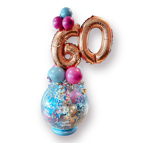 Geschenkballon zum Geburtstag mit zwei Folienzahlen | Happy Birthday | ca. 85cm | in Wunschfarben
