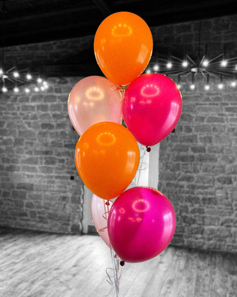 Ballontraube aus 6 Latexballons in orange, pink & pearl rosa