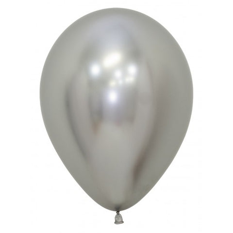 Latexballon chrom silber | stark glänzend | 30cm | inkl. Helium