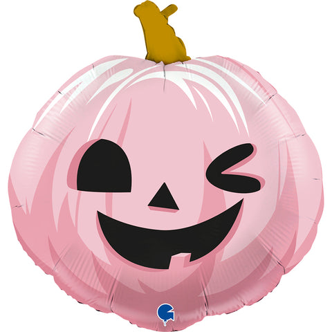 Folienballon Halloween | Kürbis rosa | ca. 96cm | inkl. Heliumfüllung