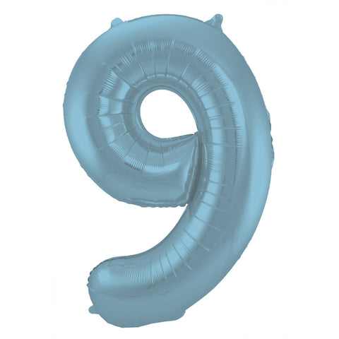 Folienzahlen 0-9 in hellblau glänzend | ca. 86cm | inkl. Heliumfüllung