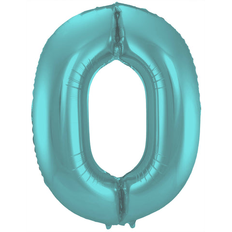 Folienzahlen 0-9 in türkis matt Aqua | ca. 86cm | inkl. Heliumfüllung