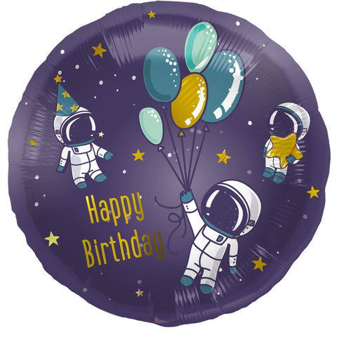 Folienballon zum Geburtstag | Happy Birthday Weltraum | Astronaut | 45cm | inkl. Heliumfüllung