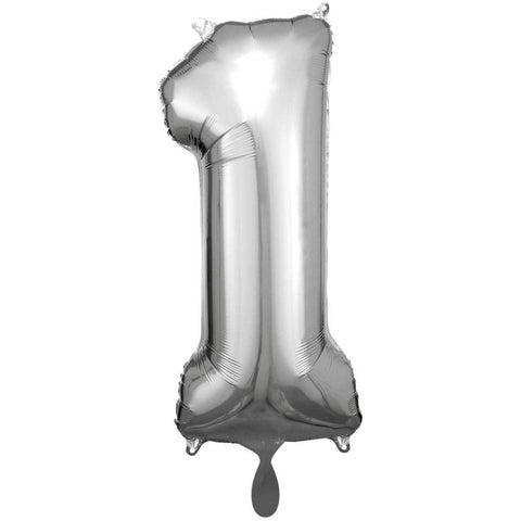 Folienzahlen 0-9 in silber glänzend | ca. 86cm | inkl. Heliumfüllung