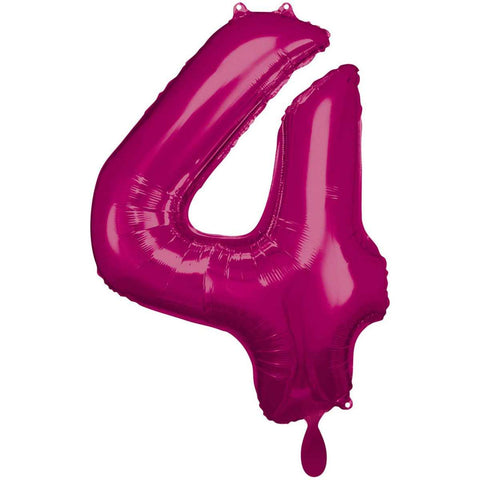 Folienzahlen 0-9 in pink glänzend | ca. 86cm | inkl. Heliumfüllung