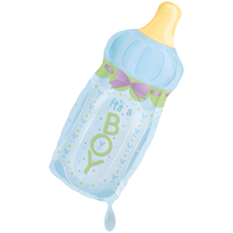 Folienballon zur Geburt oder Babyparty | Flasche It's a boy | ca. 79cm | inkl. Heliumfüllung und Beschwerer