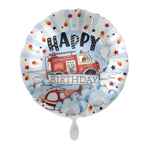 Folienballon zum Geburtstag | Happy Birthday | Feuerwehr | 45cm | inkl. Heliumfüllung
