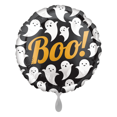 Folienballon Halloween | 'BOO' mit Geistermotiven | ca. 43cm | inkl. Heliumfüllung