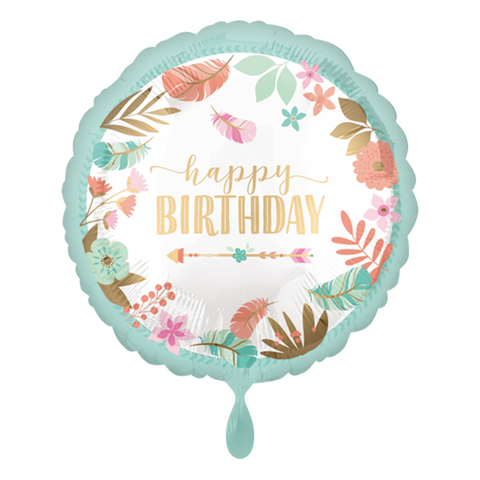 Folienballon zum Geburtstag | Happy Birthday | Boho-Stil | 45cm | inkl. Heliumfüllung