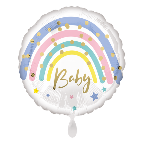 Folienballon zur Geburt oder Babyparty | Regenbogen | 45cm | inkl. Heliumfüllung