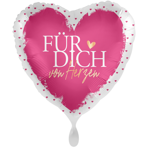 Folienballon Liebe & Valentinstag | Herz XXL | Für dich von Herzen | ca. 71cm | inkl. Heliumfülllung