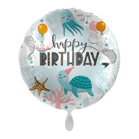 Folienballon zum Geburtstag | Happy Birthday | Unterwasser | 45cm | inkl. Heliumfüllung
