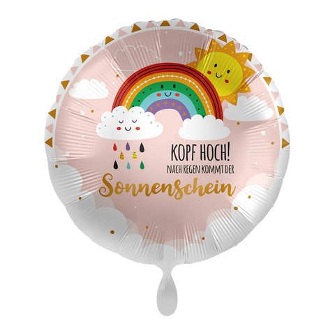 Folienballon Genesung | Kopf hoch! Nach Regen kommt wieder Sonnenschein! | ca. 45cm | inkl. Heliumfüllung