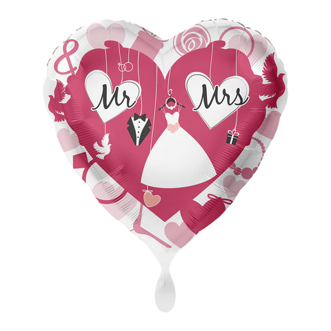 Folienballon Hochzeit | MR&MRS | pink | ca. 45cm | inkl. Heliumfülllung