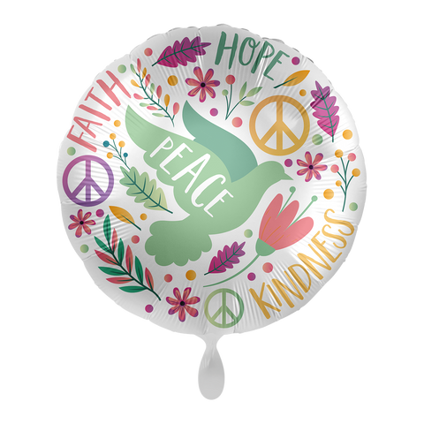 Folienballon Peace | Hope Kindness Faith | ca. 45cm | inkl. Heliumfüllung
