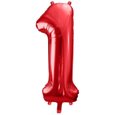 Folienzahlen 0-9 in rot glänzend | ca. 86cm | inkl. Heliumfüllung