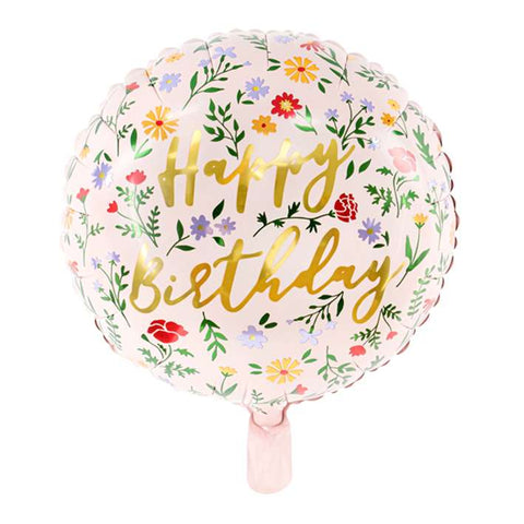 Folienballon zum Geburtstag  | Happy Birthday Blümchen | 45cm inkl. Heliumfüllung