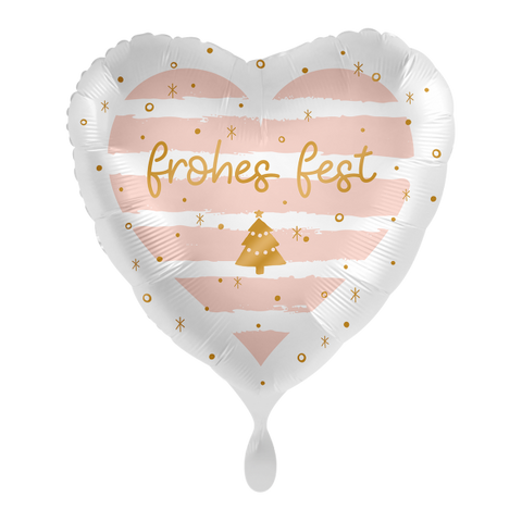 Folienballon Weihnachten | Frohes Fest | Herz | 45cm | inkl. Heliumfüllung