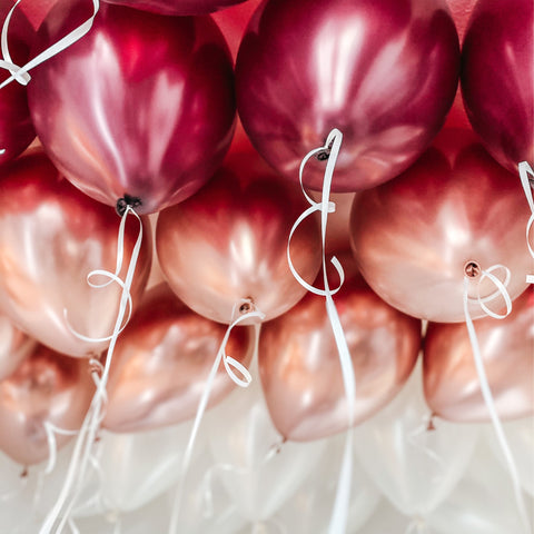 Farbkombi chrom rosé, chrom pomegranate & pearl white | 30cm | inkl. Helium