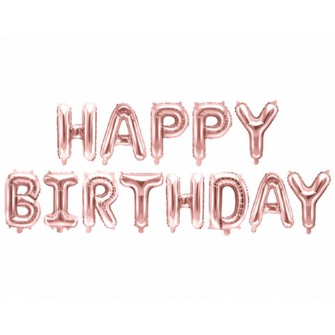 Folienballon Schriftzug HAPPY BIRTHDAY | rosé | ca. 340x35cm | luftgefüllt