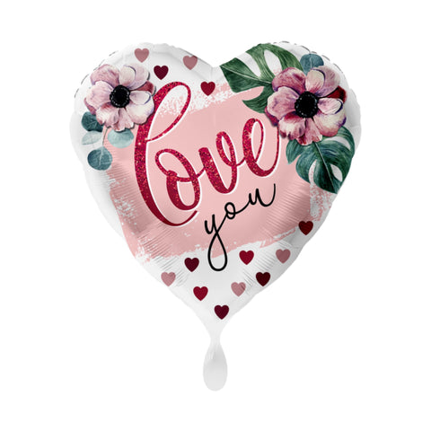 Folienballon Liebe & Valentinstag | Herz LOVE YOU | ca. 45cm | inkl. Heliumfüllung