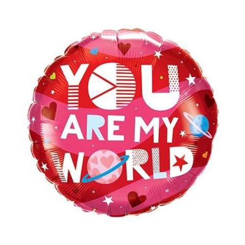 Folienballon Liebe & Valentinstag | You are my world | rund | ca. 45cm | inkl. Heliumfülllung
