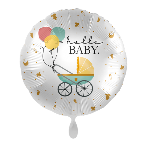 Folienballon zur Geburt | Baby Buggy  | Hello Baby | 45cm | inkl. Heliumfüllung